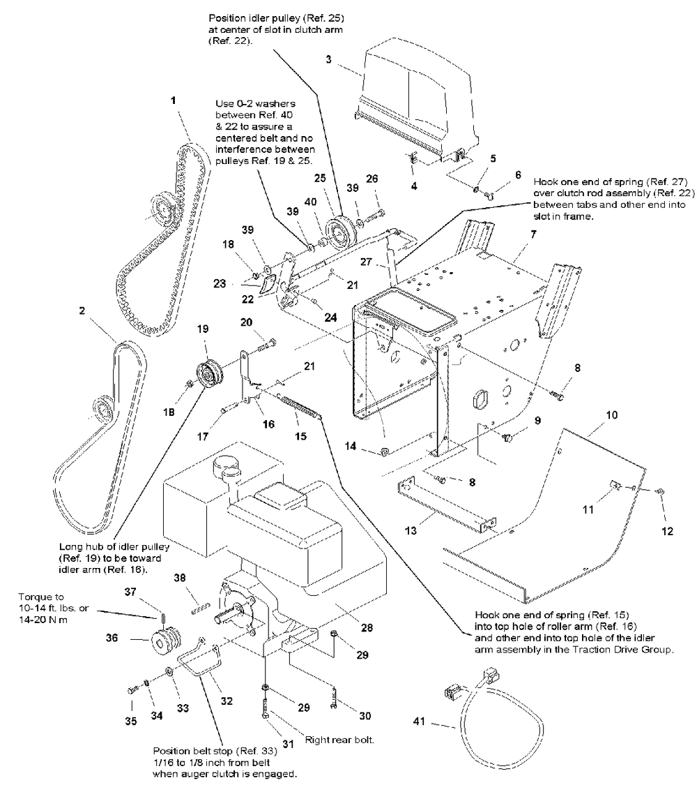 Engine And Frame Group - 8hp, Electric Start Diagram and Parts List for 860E 1694242 Simplicity Snow Blower