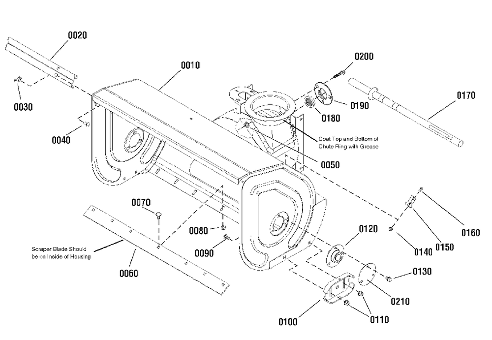 Auger Housing Group Diagram and Parts List for L1528E 1695987 Simplicity Snow Blower