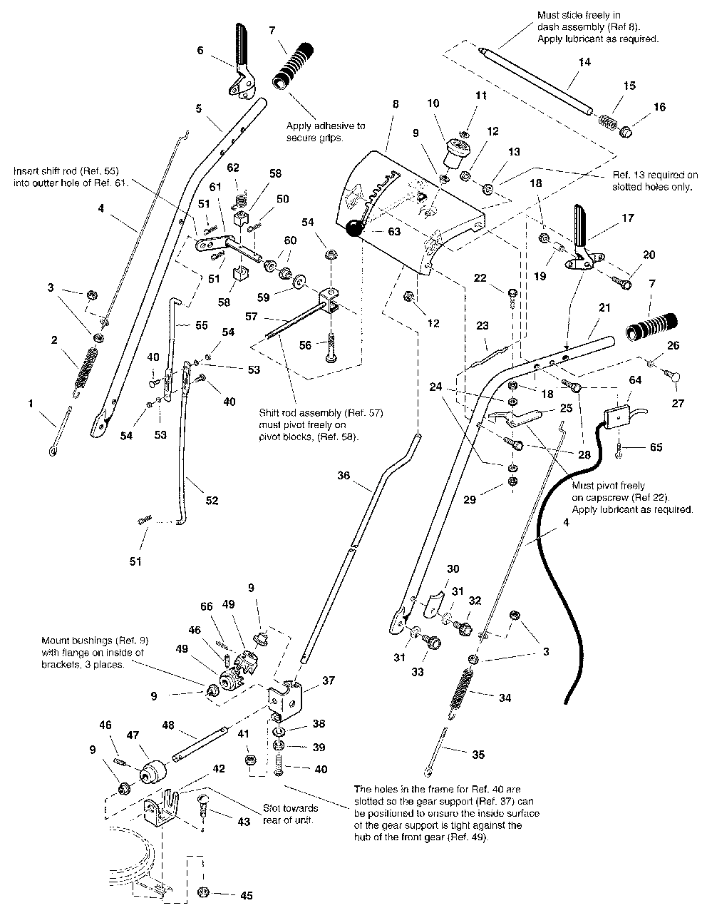 Handles And Controls Group Diagram and Parts List for 960E 1694439 Simplicity Snow Blower