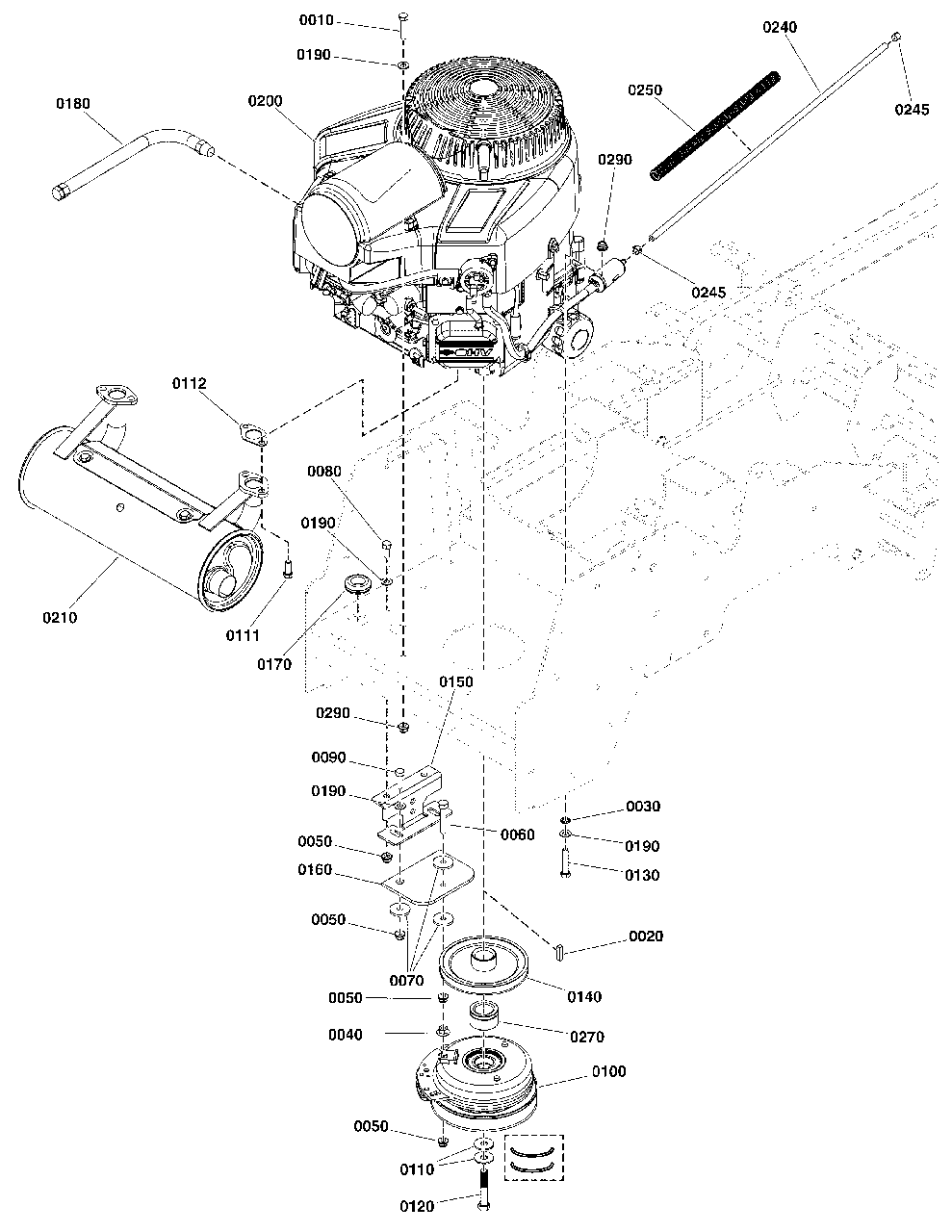 Engine And Pto Group Diagram and Parts List for 5901743  Simplicity Lawn Tractor