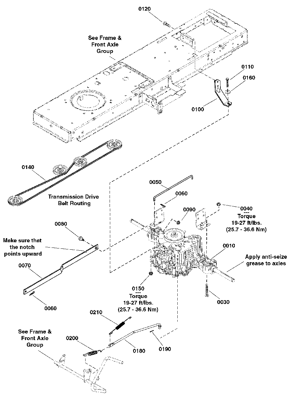 Transmission Group Diagram and Parts List for 2691454-02  Simplicity Lawn Tractor
