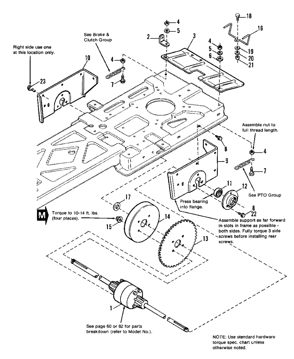 Engine And Drive Group (Differential Section) Diagram and Parts List for 3110E 1691109 Simplicity Lawn Tractor