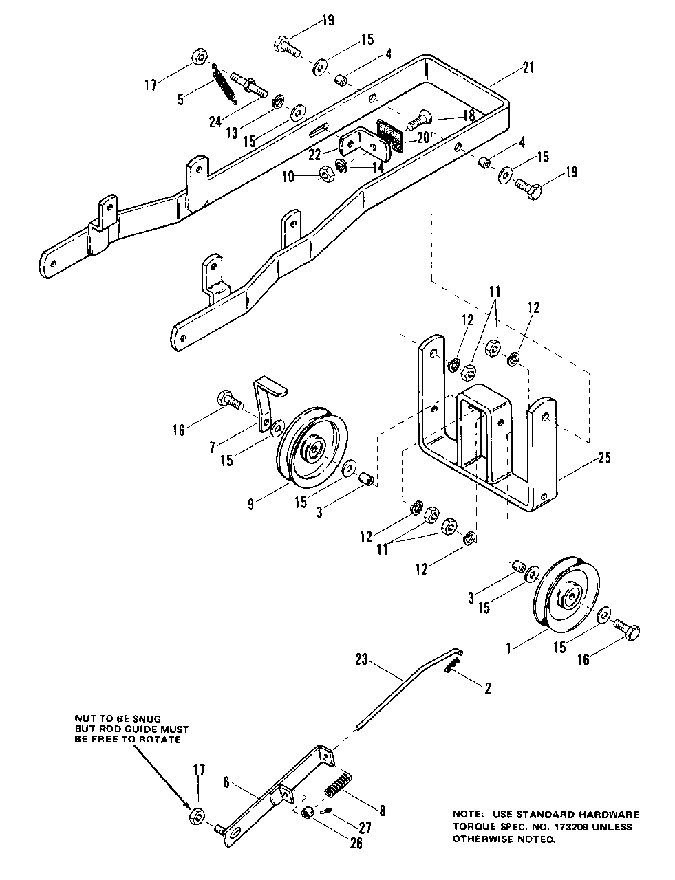 Push Bar And Pto Group Diagram and Parts List for 1690169  Simplicity Lawn Tractor Accessories