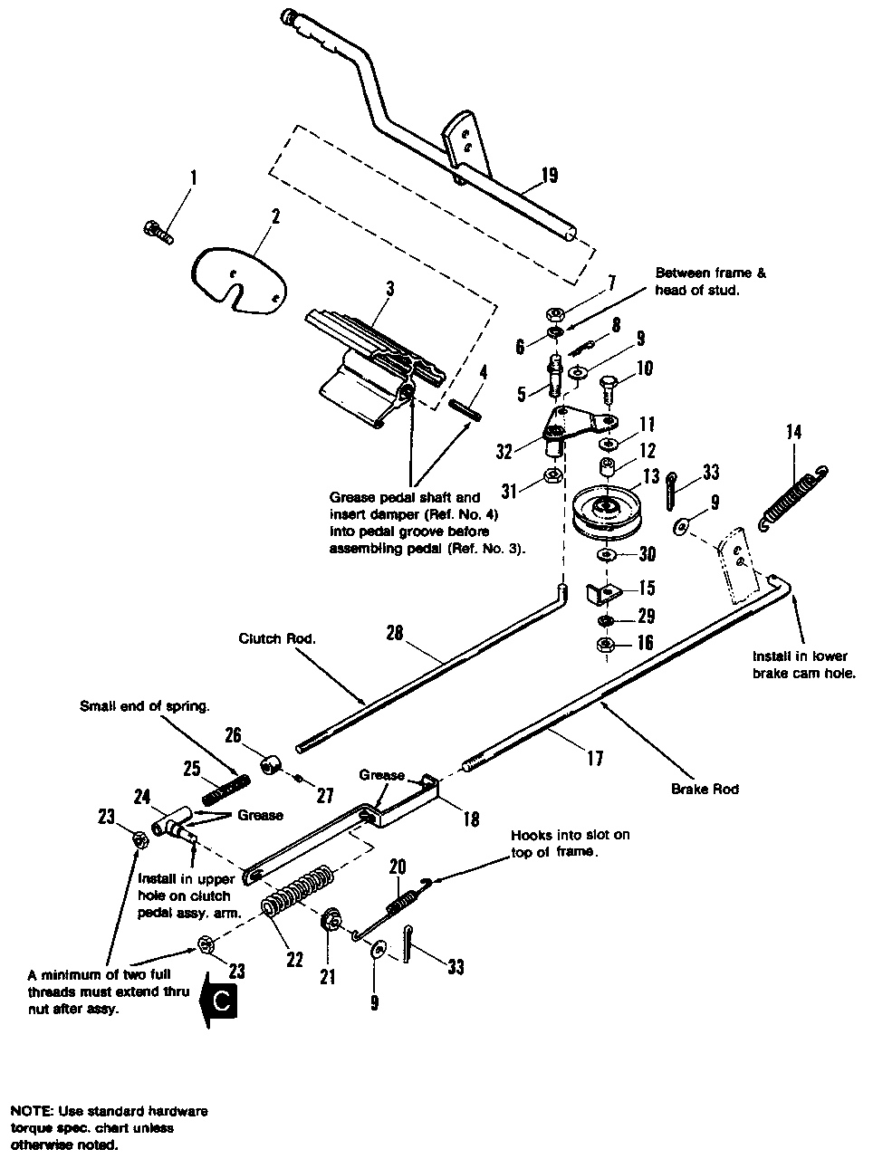 Brake And Clutch Group Diagram and Parts List for 5211 1691095 Simplicity Lawn Tractor