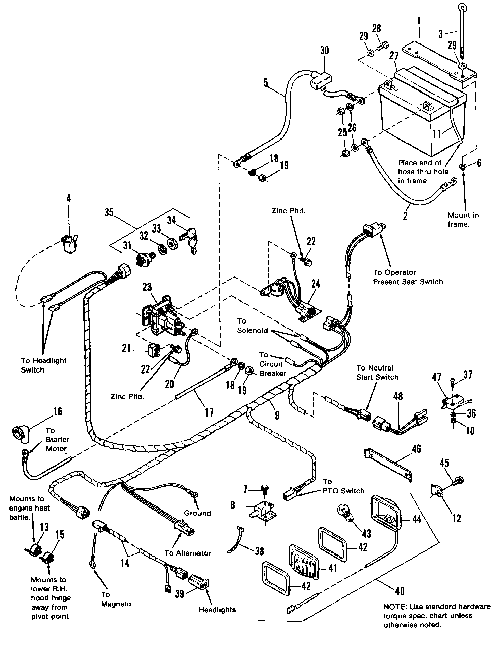 Electrical Group Diagram and Parts List for 4212H 1691931 Simplicity Lawn Tractor