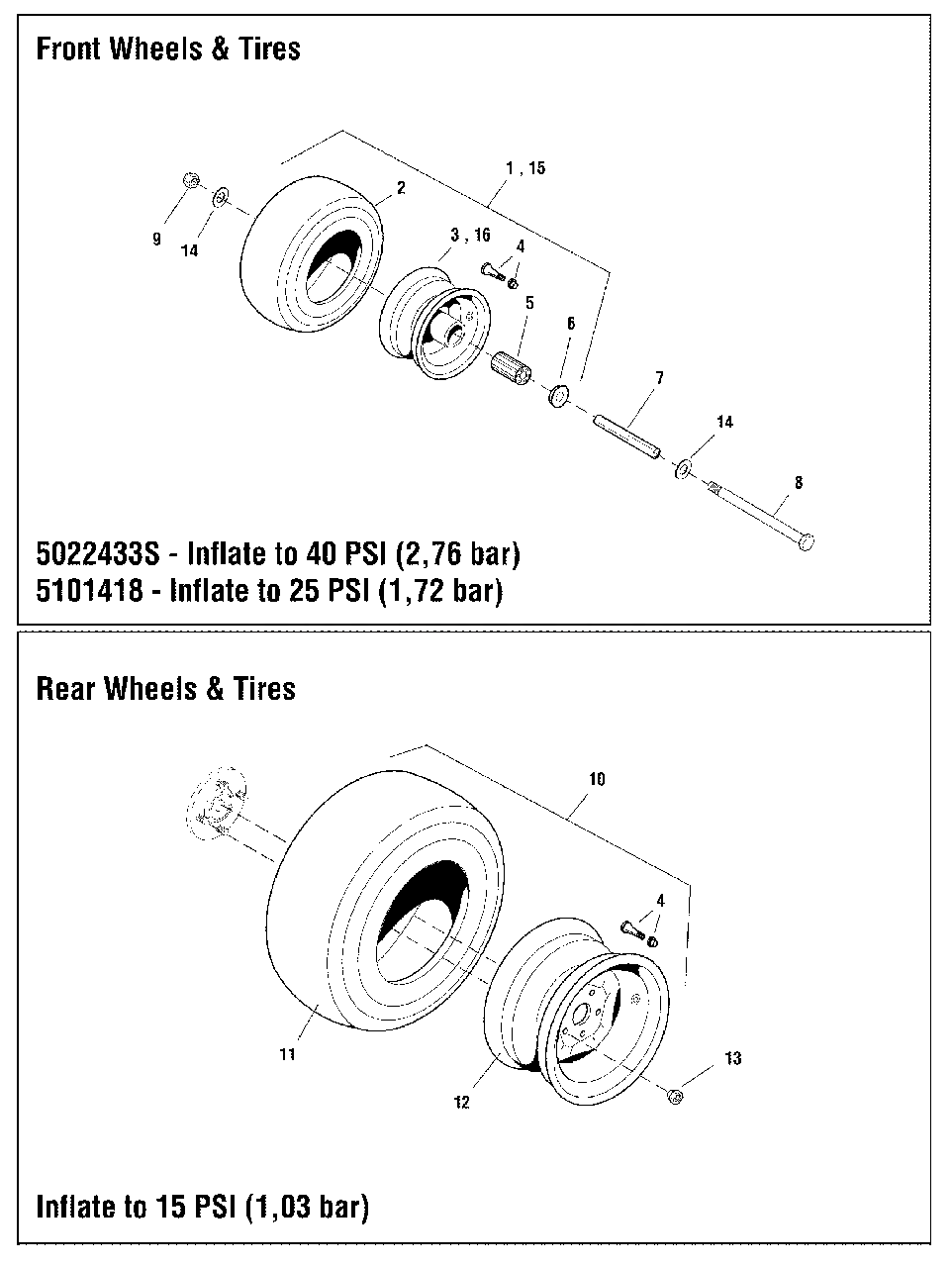Wheel And Tire Group Diagram and Parts List for 2650 5900705 Simplicity Lawn Tractor