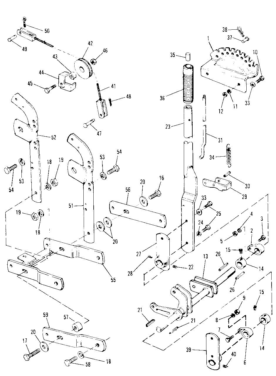 7010-7016 Rear Lift And Draw Bar Diagram and Parts List for 7010 1690018 Simplicity Lawn Tractor