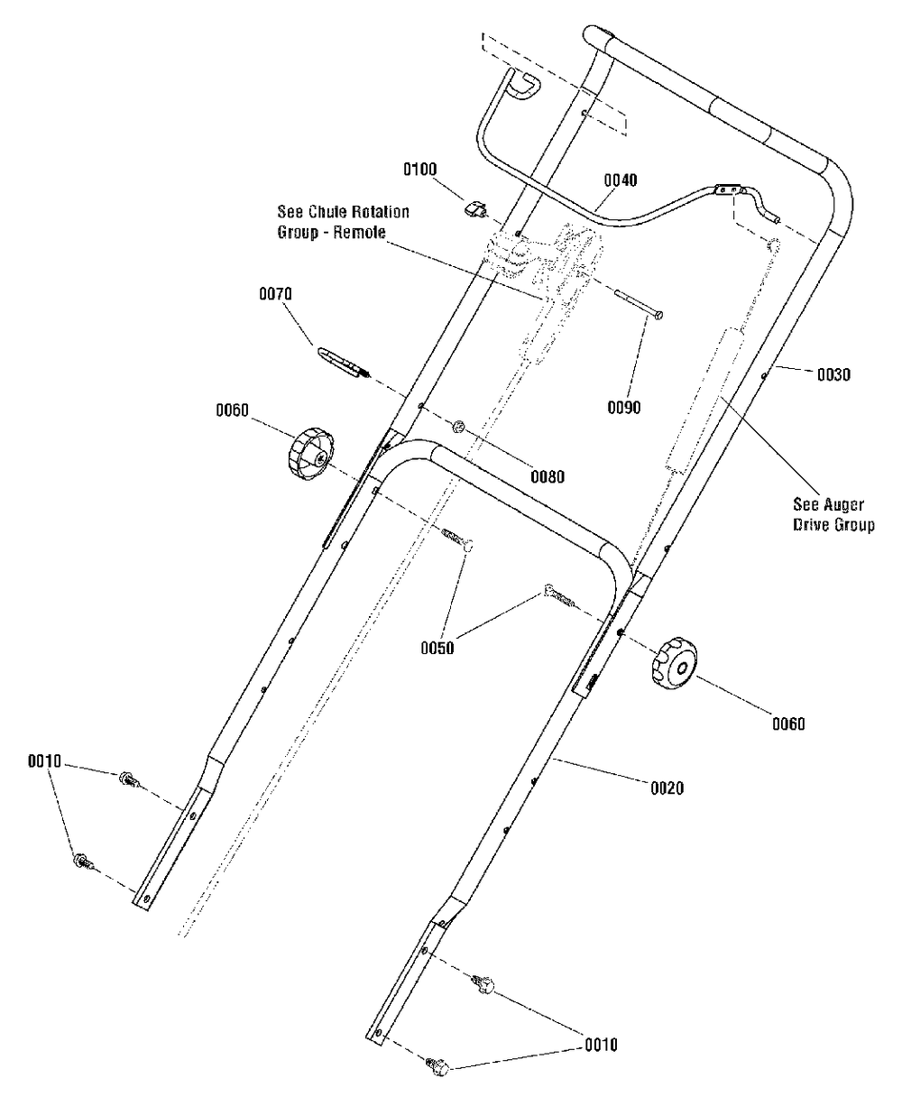 Handles And Controls Group Diagram and Parts List for SS7522E 1696231-00 Simplicity Snow Blower