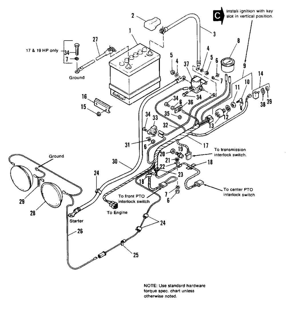 Electrical Group - 7112, 7114, 7117 And 7119 Early Models Diagram and Parts List for 7112 1690473 Simplicity Lawn Tractor