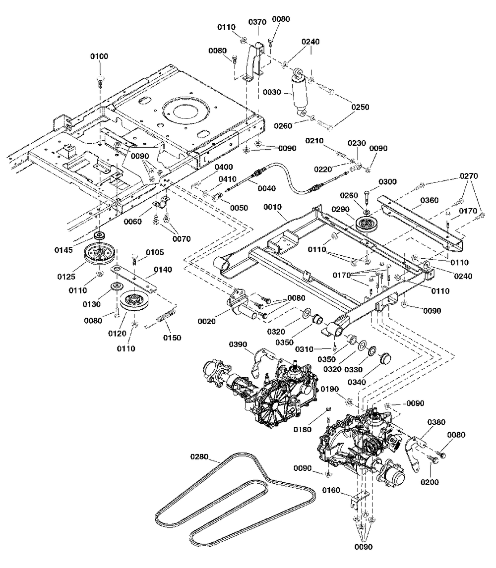 Suspension Group Diagram and Parts List for 2691659-00  Simplicity Lawn Tractor