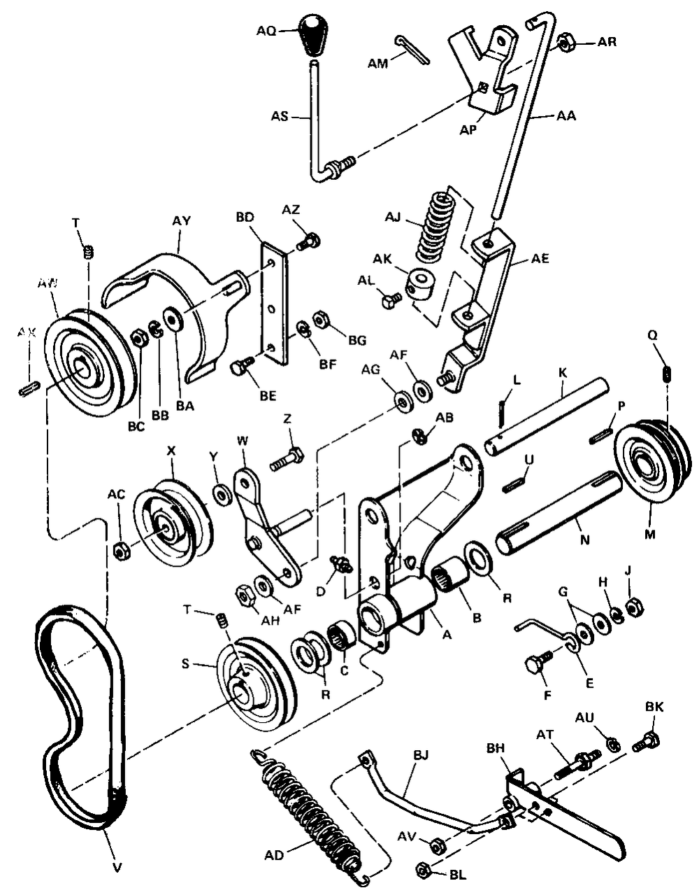 Power Take-Off Diagram and Parts List for 3310V 990653 Simplicity Lawn Tractor