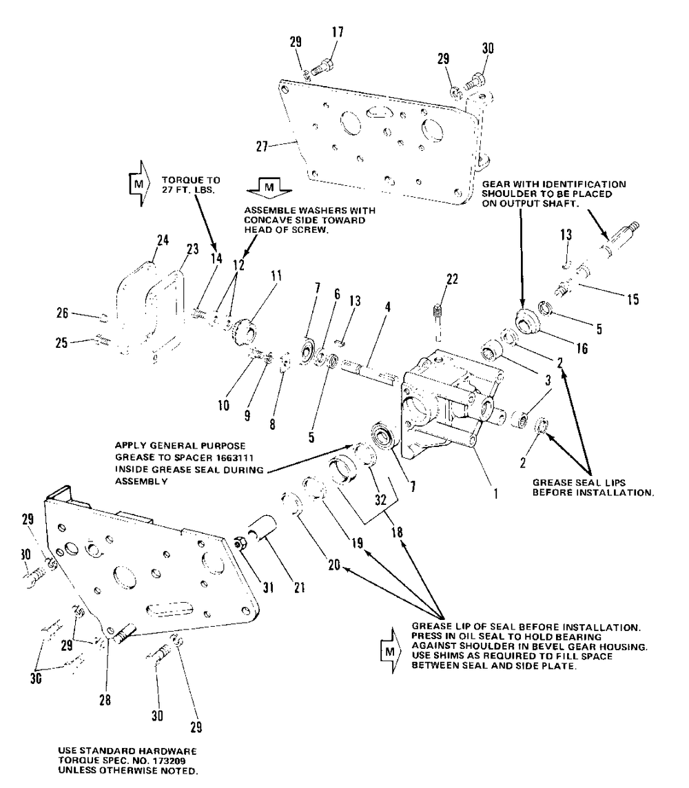 Bevel Gear And Side Plate Group (7010 And 7016) Diagram and Parts List for 7010 1690234 Simplicity Lawn Tractor