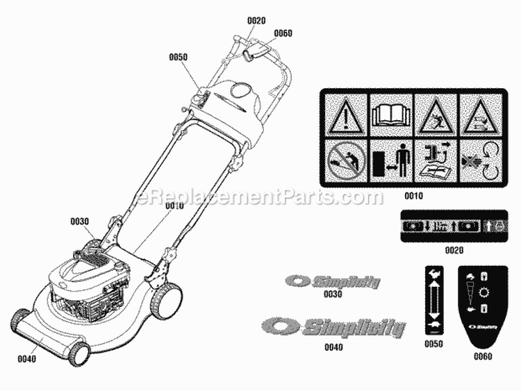 Decals Group (881662) Diagram and Parts List for 881583  Simplicity Lawn Mower