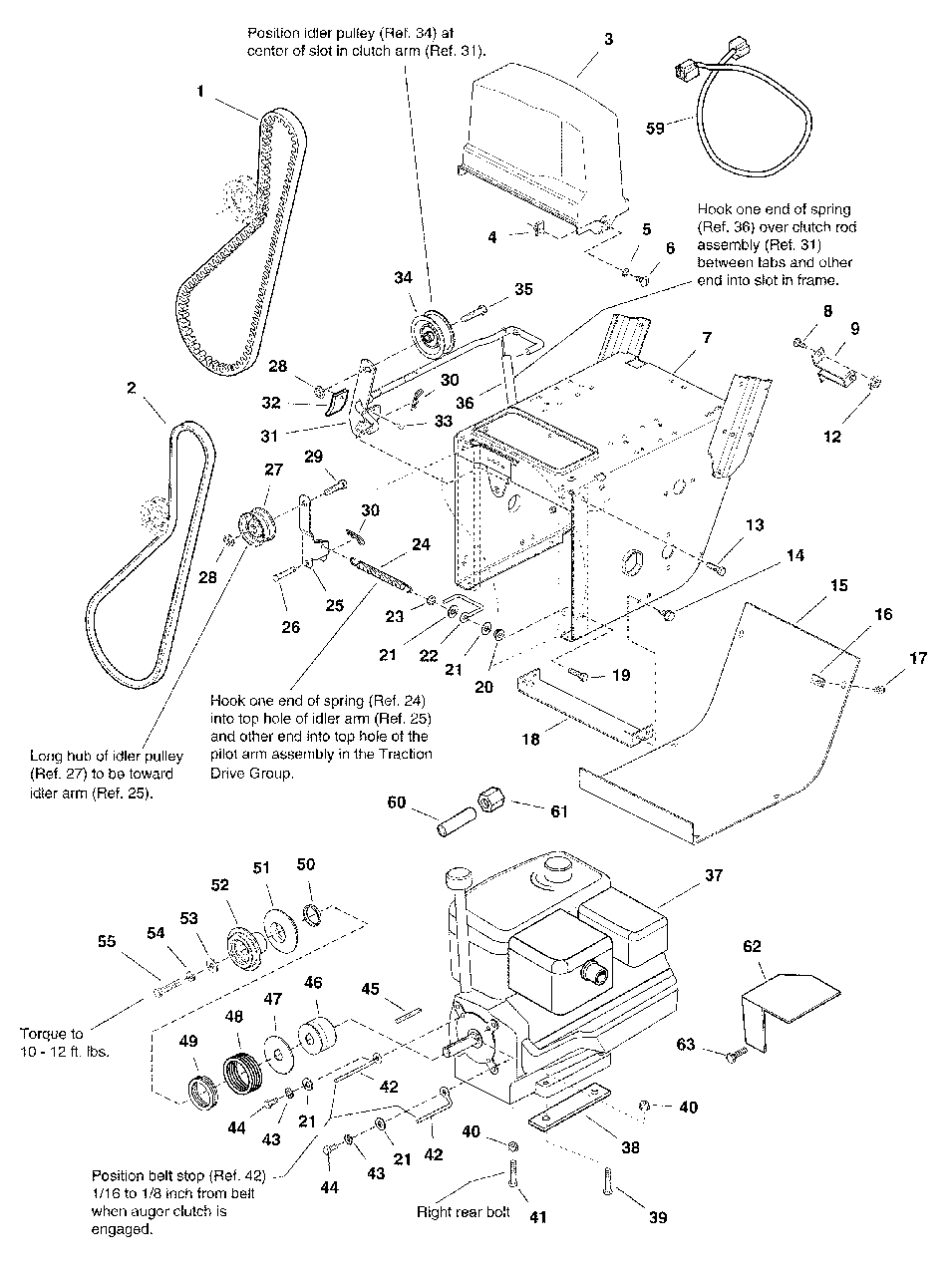 Engine And Frame Group - 10hp Electric Start Diagram and Parts List for 1060E 1694440 Simplicity Snow Blower