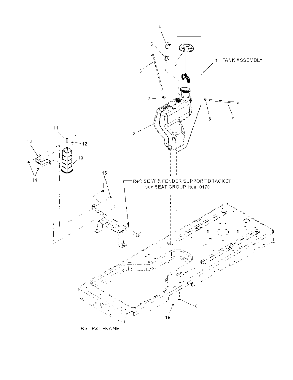 Fuel Tank Group, Emissions, 50-State (7502193 7502244) Diagram and Parts List for ZT27460 7800768-00 Simplicity Lawn Tractor
