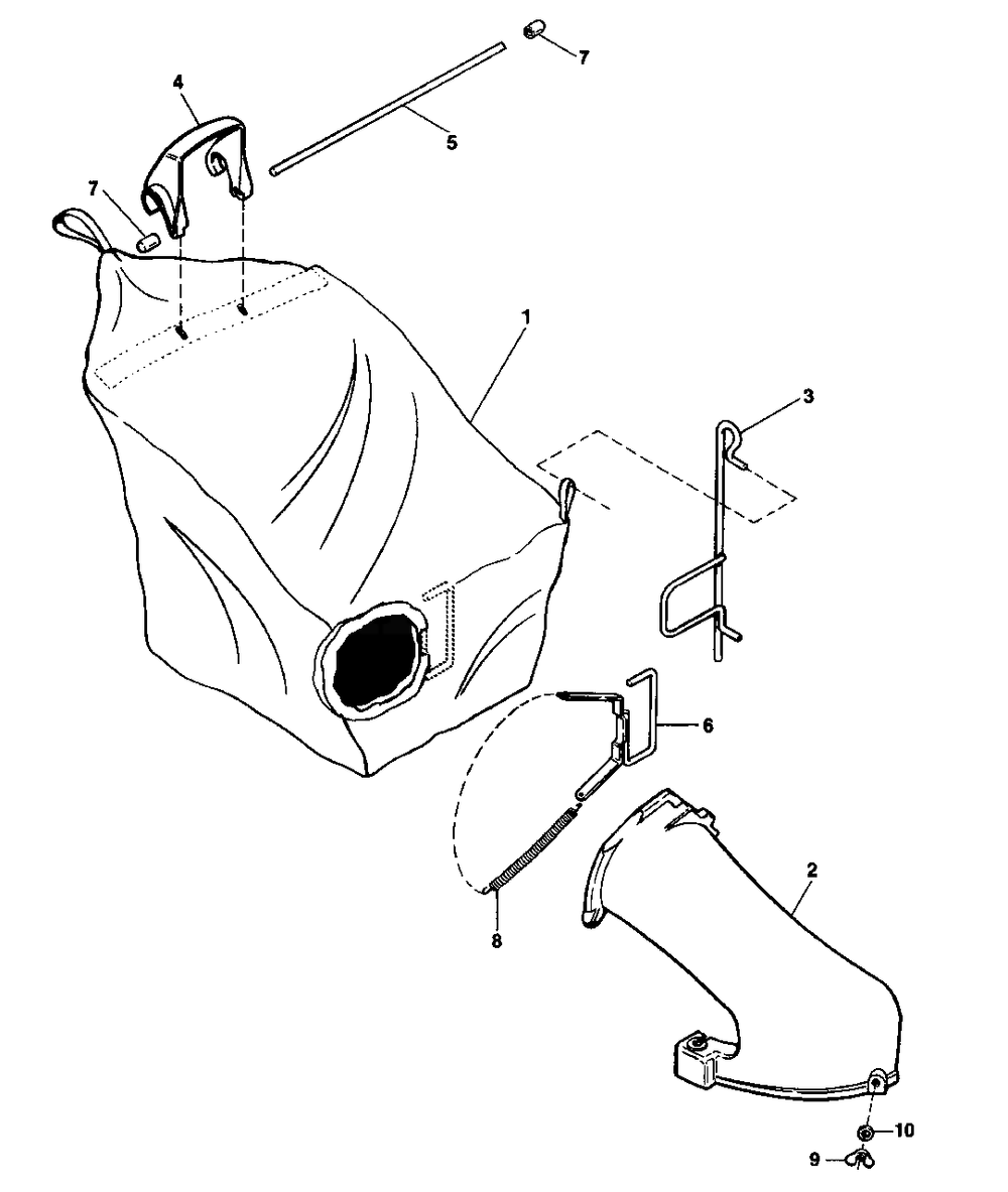 20-Inch Rear Grass Bag Group Diagram and Parts List for 1691731  Simplicity Lawn Tractor Accessories