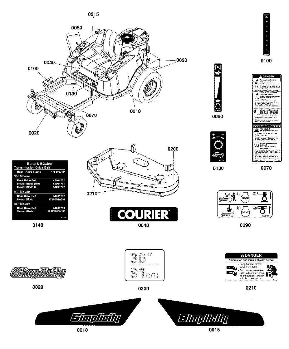 Decals Group (2992663) Diagram and Parts List for 2691501-01  Simplicity Lawn Tractor