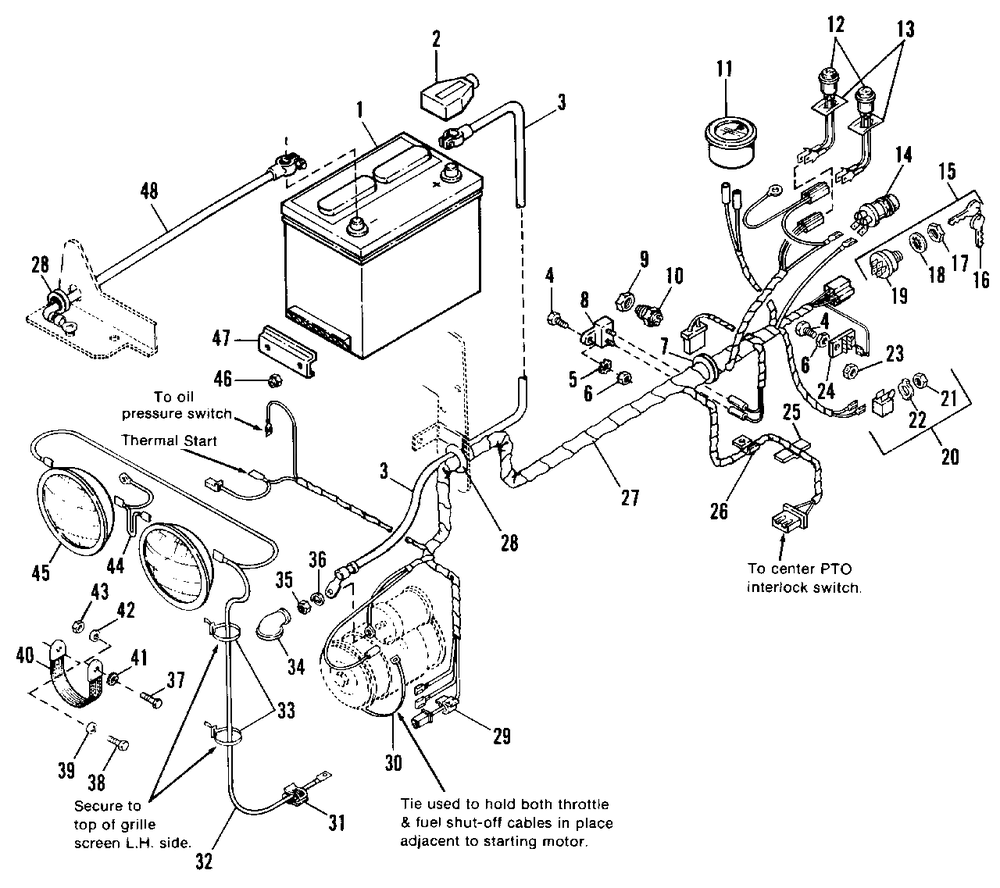 Electrical Group Diagram and Parts List for 7790H 1690890 Simplicity Lawn Tractor
