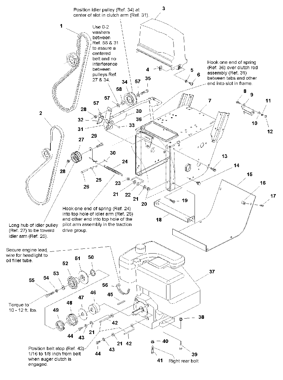 Engine And Frame Group - 8hp, Manual Start Diagram and Parts List for 860DLX 1693652 Simplicity Snow Blower