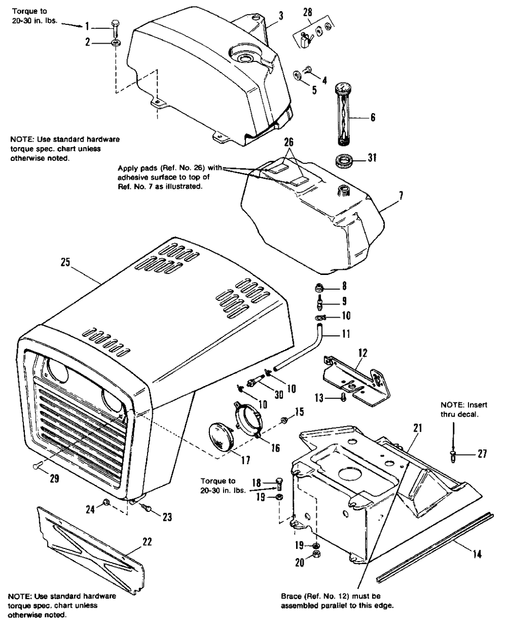 Hood, Grille And Dash Group Diagram and Parts List for 5211 1691095 Simplicity Lawn Tractor