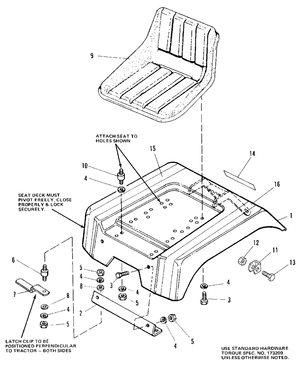 Seat And Deck Group Diagram and Parts List for 7010 1690234 Simplicity Lawn Tractor