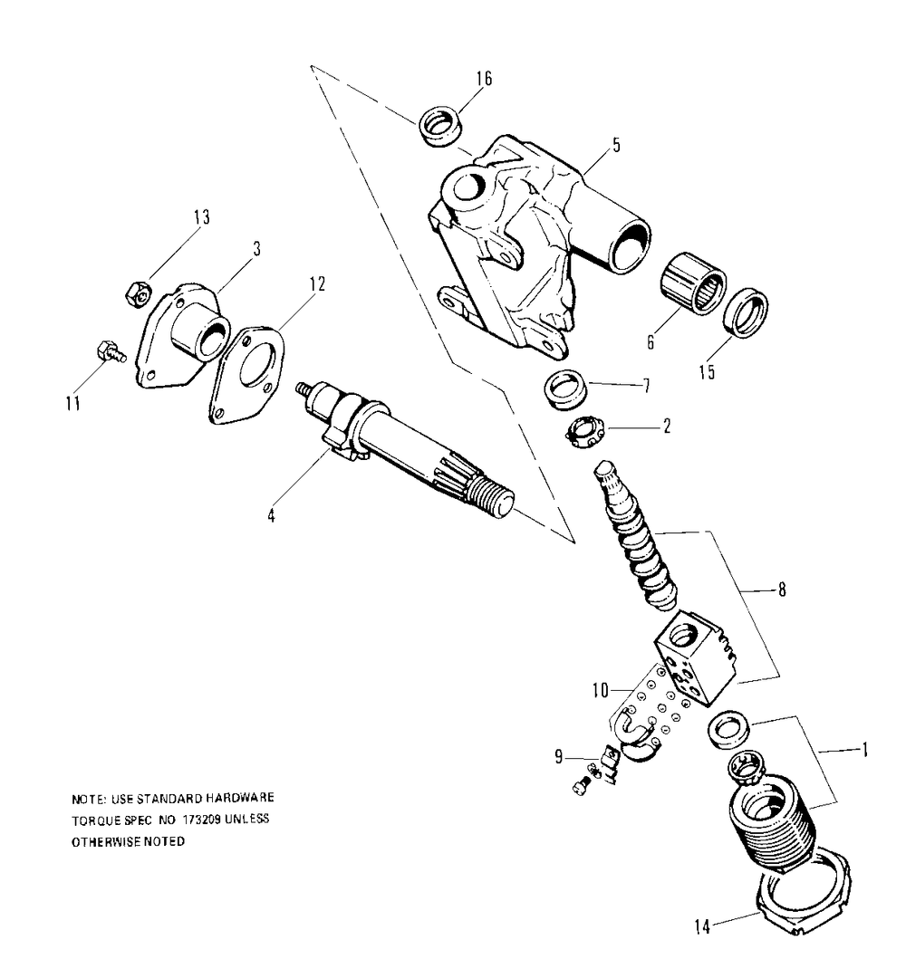 Steering Box Break Down Diagram and Parts List for 9020 1690283 Simplicity Lawn Tractor