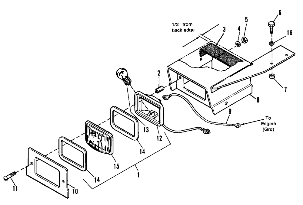 Headlight Group Diagram and Parts List for 1080S 1691776 Simplicity Snow Blower