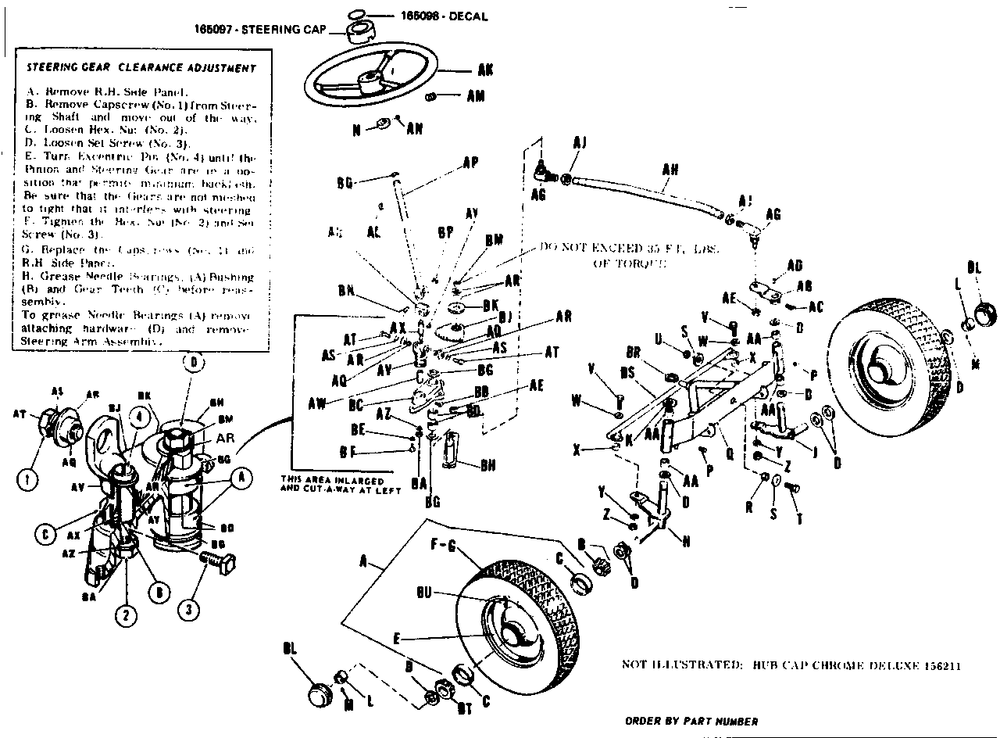 Front Wheels, Axle, Tie Rod And Steering Diagram and Parts List for 3212V 990571 Simplicity Lawn Tractor
