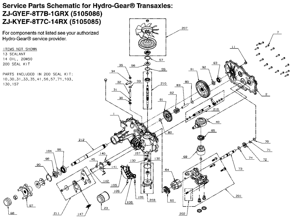 Transaxle Service Parts - Hydro-Gear Zt3200 Diagram and Parts List for 5901743  Simplicity Lawn Tractor