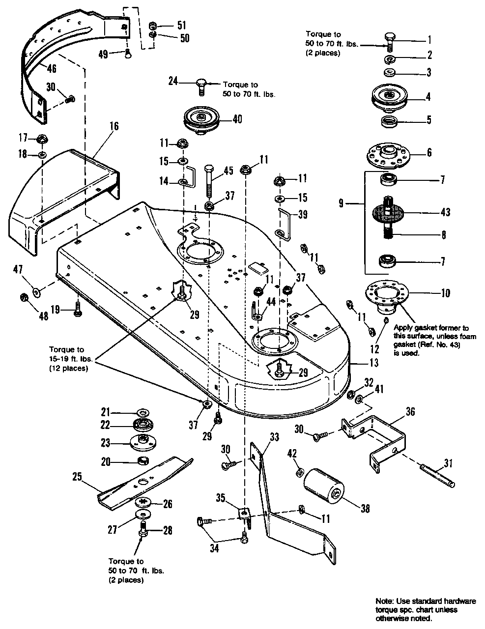 36-Inch Mower Deck And Arbor Group Diagram and Parts List for 4212G 1692095 Simplicity Lawn Tractor