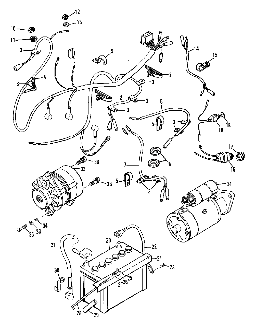Engine Electrical System - Wiring And Battery Group (3486i22) Diagram and Parts List for 9528 2097173 Simplicity Lawn Tractor