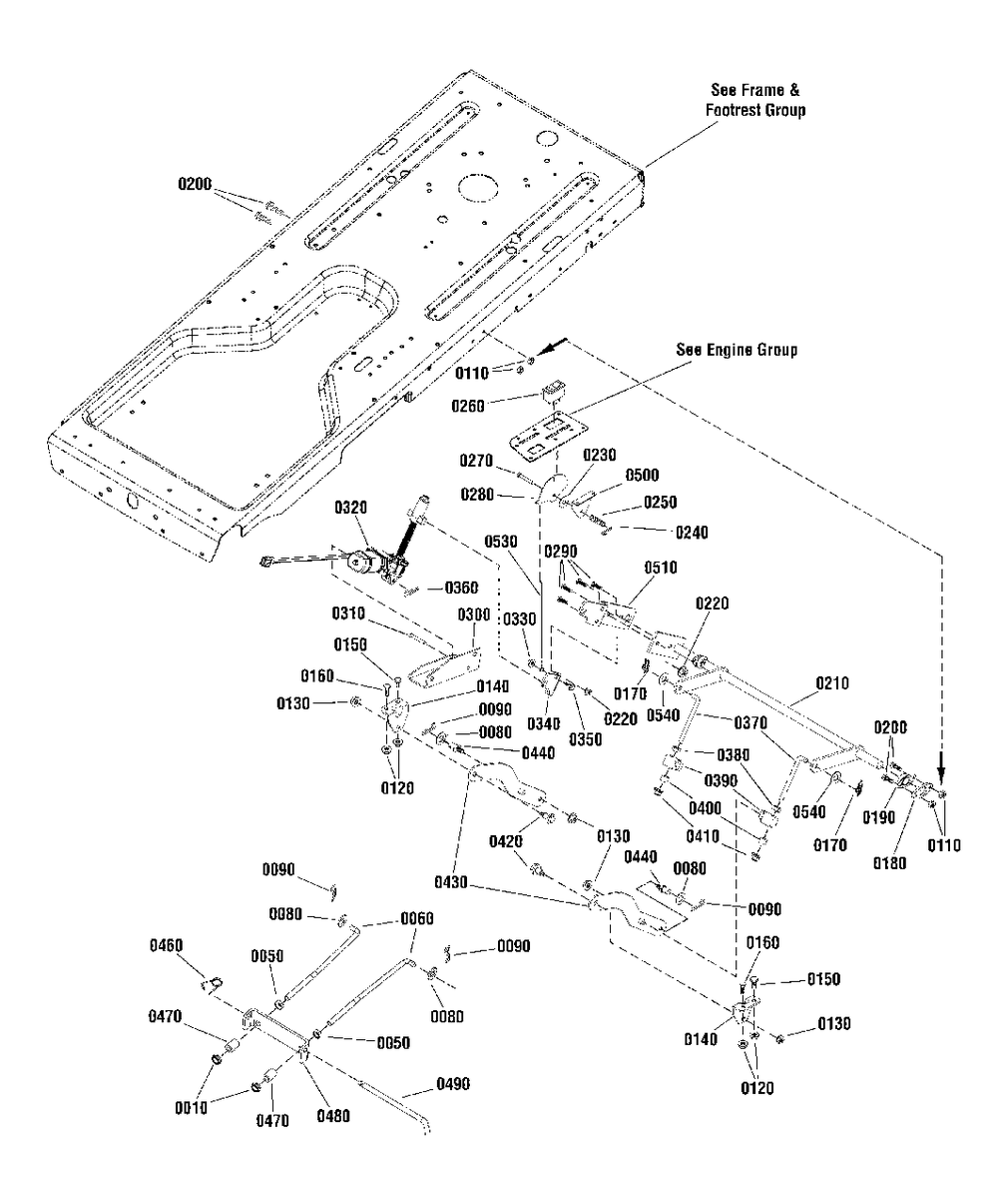 Lift Group, Ehoc Roller Diagram and Parts List for ZT2752 2691040-01 Simplicity Lawn Tractor