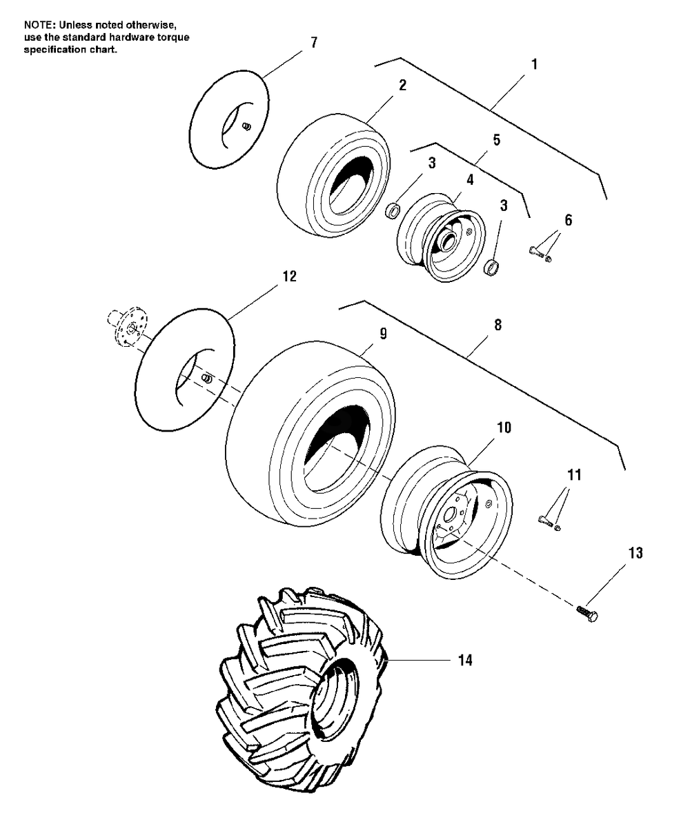 Tire And Wheel Group Diagram and Parts List for 918H 1693413 Simplicity Lawn Tractor