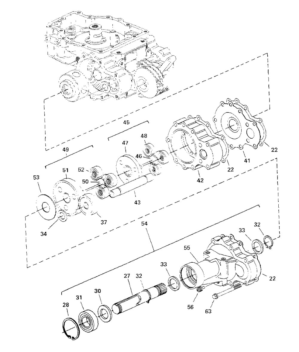 Eaton 850 Transaxle - Left Axle Subassembly Diagram and Parts List for 6517H 1691733 Simplicity Lawn Tractor
