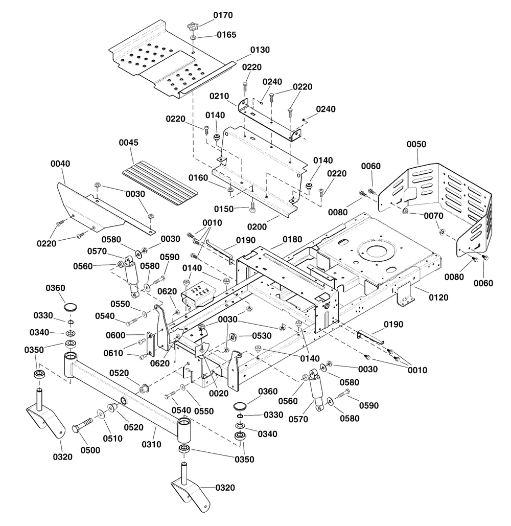 Frame Group Diagram and Parts List for 2691659-00  Simplicity Lawn Tractor
