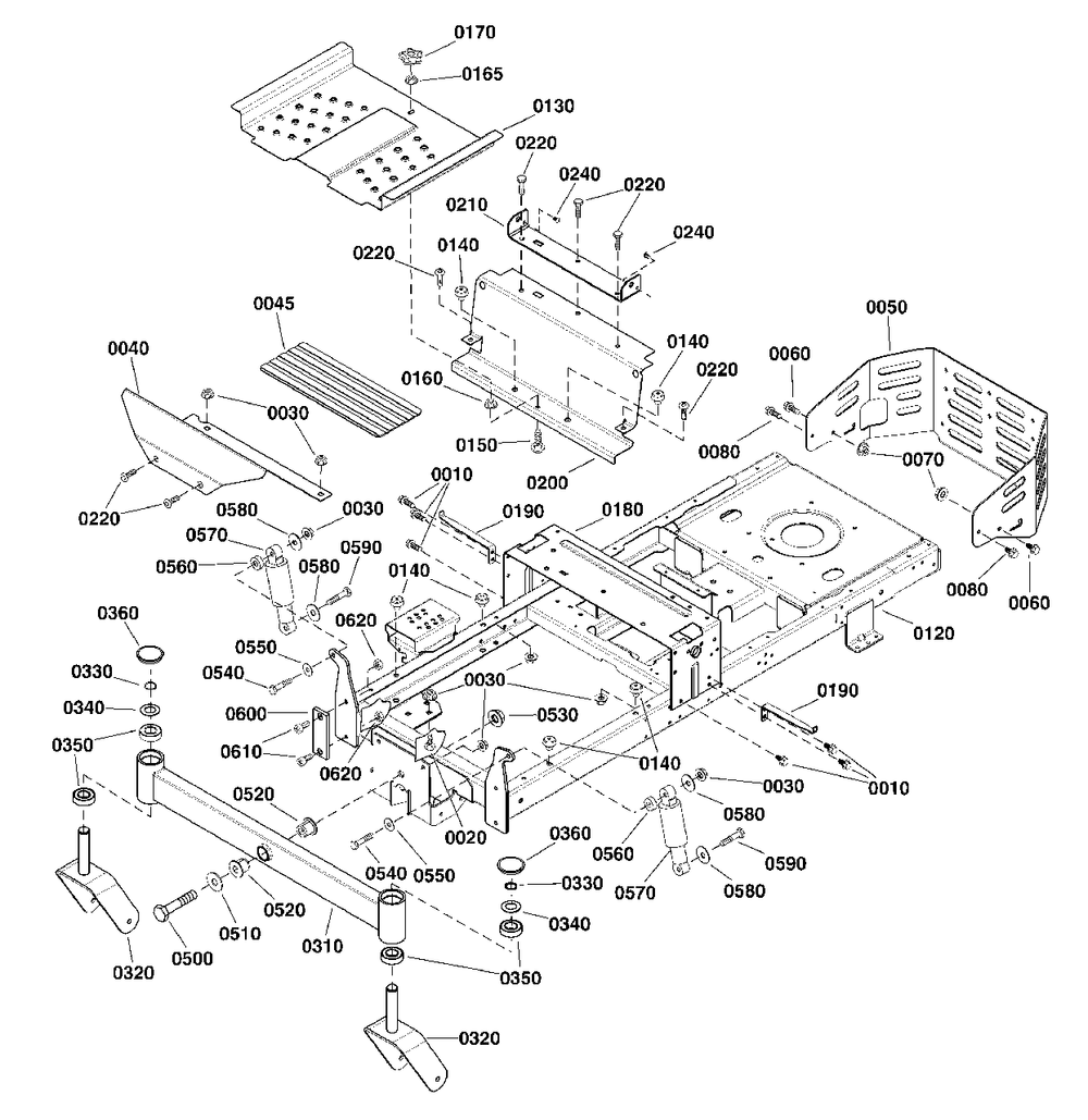 Frame Group Diagram and Parts List for 2691658-00  Simplicity Lawn Tractor