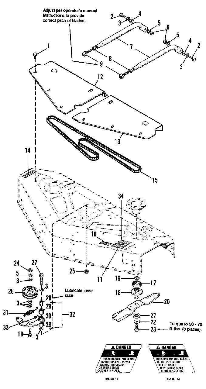 42-Inch Mower Deck-Cover, Drive And Bail Group Diagram and Parts List for 7116H 1690662 Simplicity Lawn Tractor