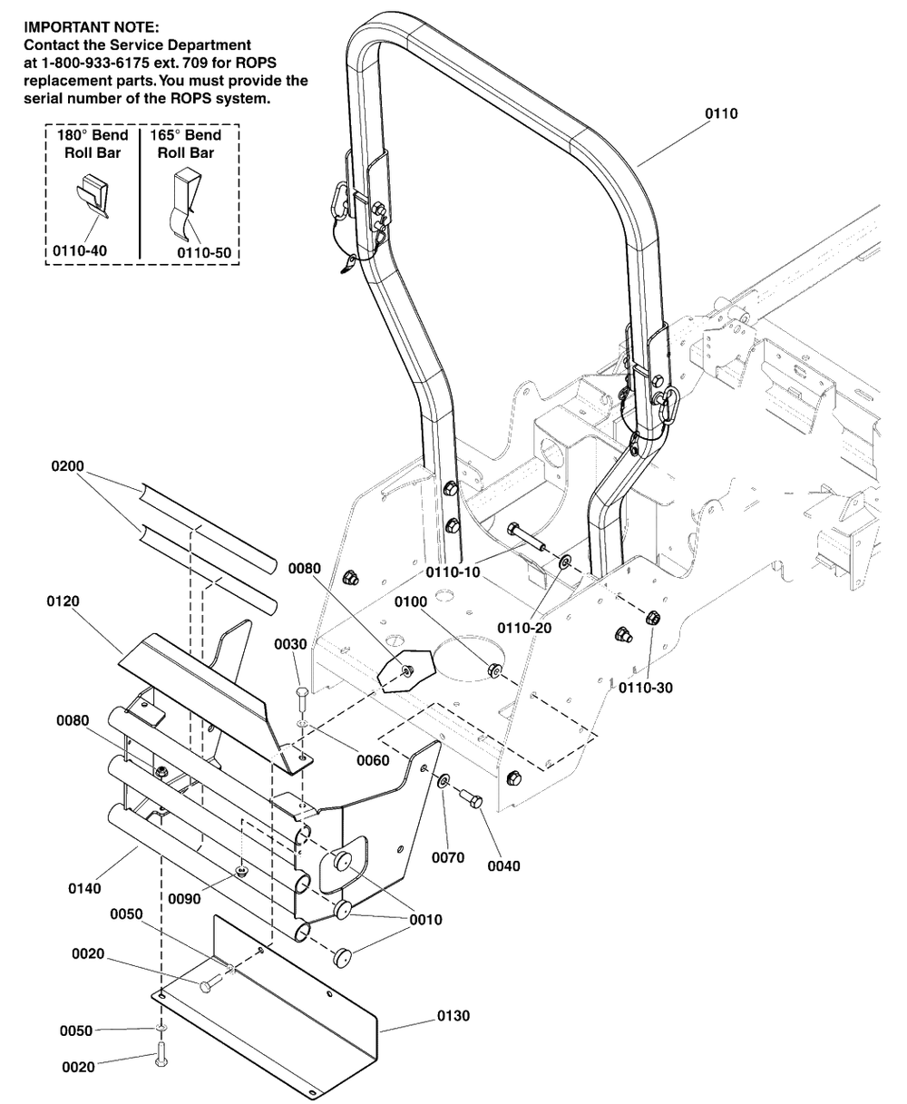 Rear Bumper And Rops Group Diagram and Parts List for 5901954  Simplicity Lawn Tractor