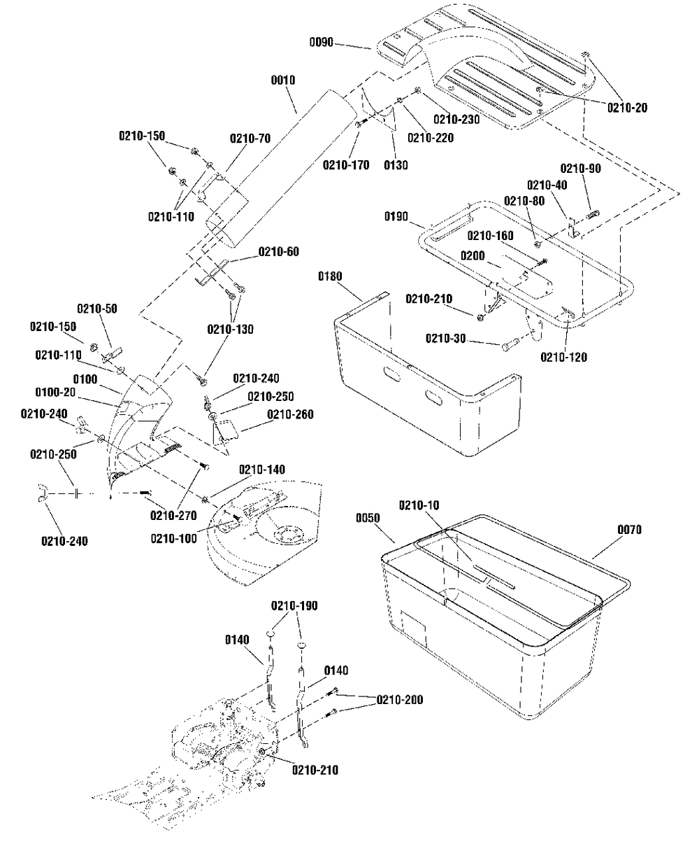 Single Catcher Diagram and Parts List for 7600199A-00  Simplicity Lawn Tractor Accessories