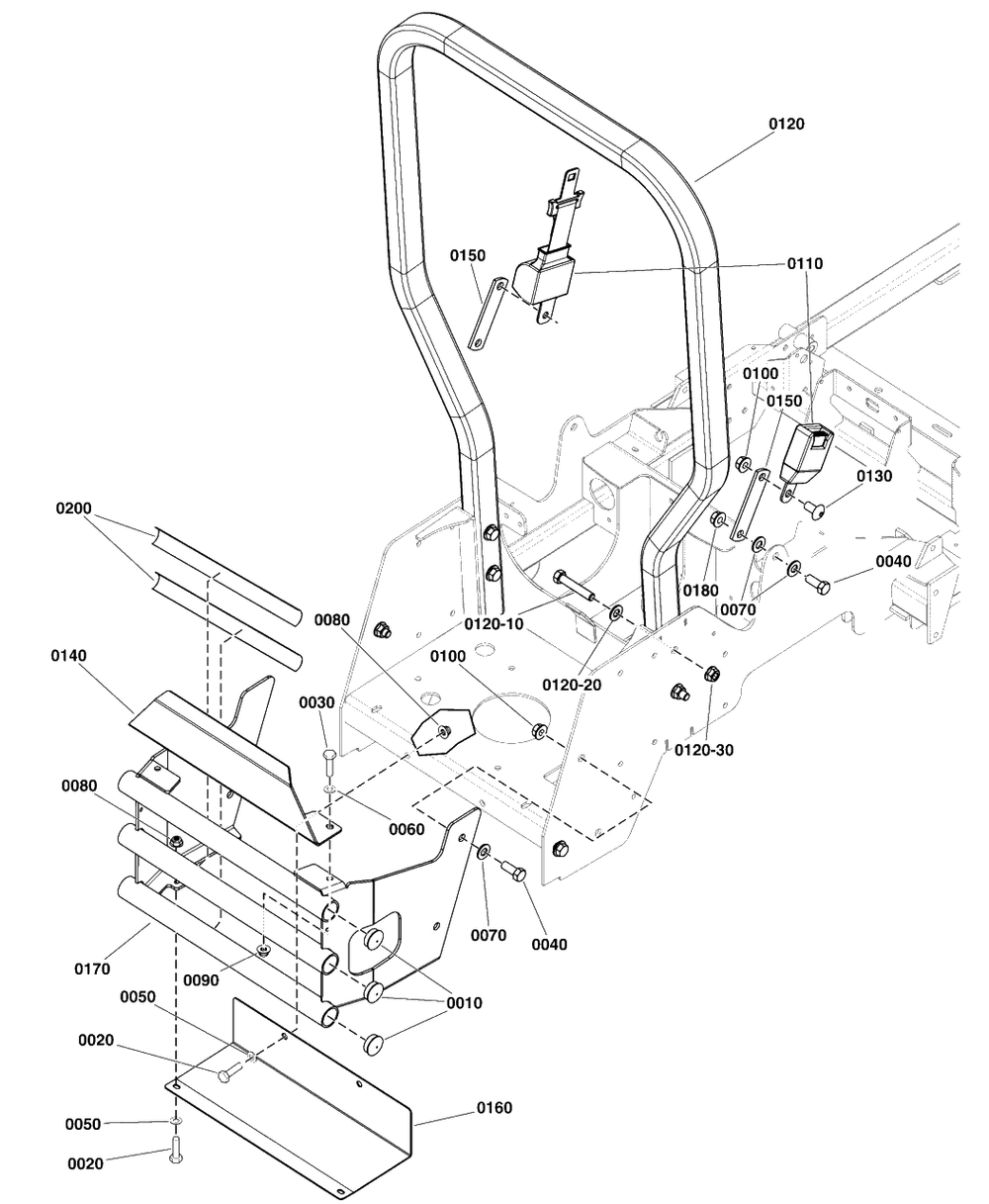 Rear Bumper And Rops Group - Models With Rigid Roll Bars Diagram and Parts List for 5901744  Simplicity Lawn Tractor