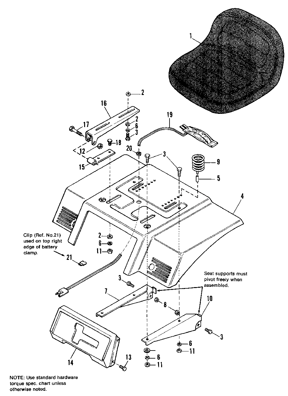 Seat And Deck Group Diagram and Parts List for 4212G 1691324 Simplicity Lawn Tractor