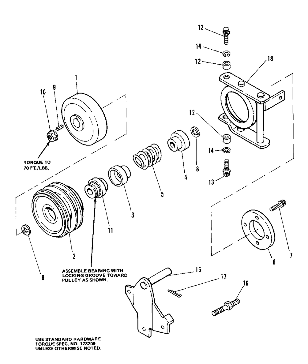 P.T.O. Cone Clutch Group (7012, 7016, And 7018) Diagram and Parts List for 7012H 1690353 Simplicity Lawn Tractor