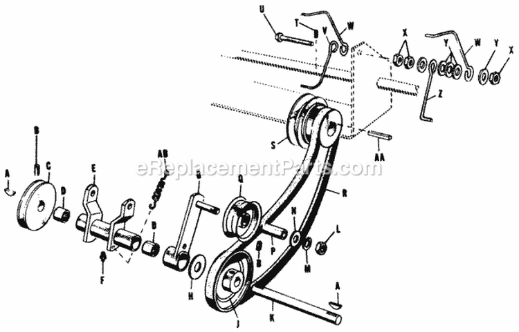 Power Take-Off And Engine Pulley Diagram and Parts List for 990120  Simplicity Lawn Tractor