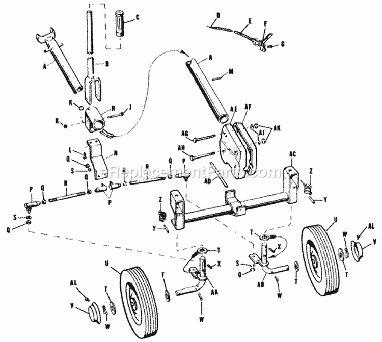 Front Axle And Front Support-Model 450 Diagram and Parts List for 990165  Simplicity Lawn Tractor