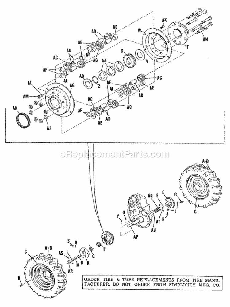 Wheels  Axle Group (3595I02) Diagram and Parts List for 990189  Simplicity Lawn Mower