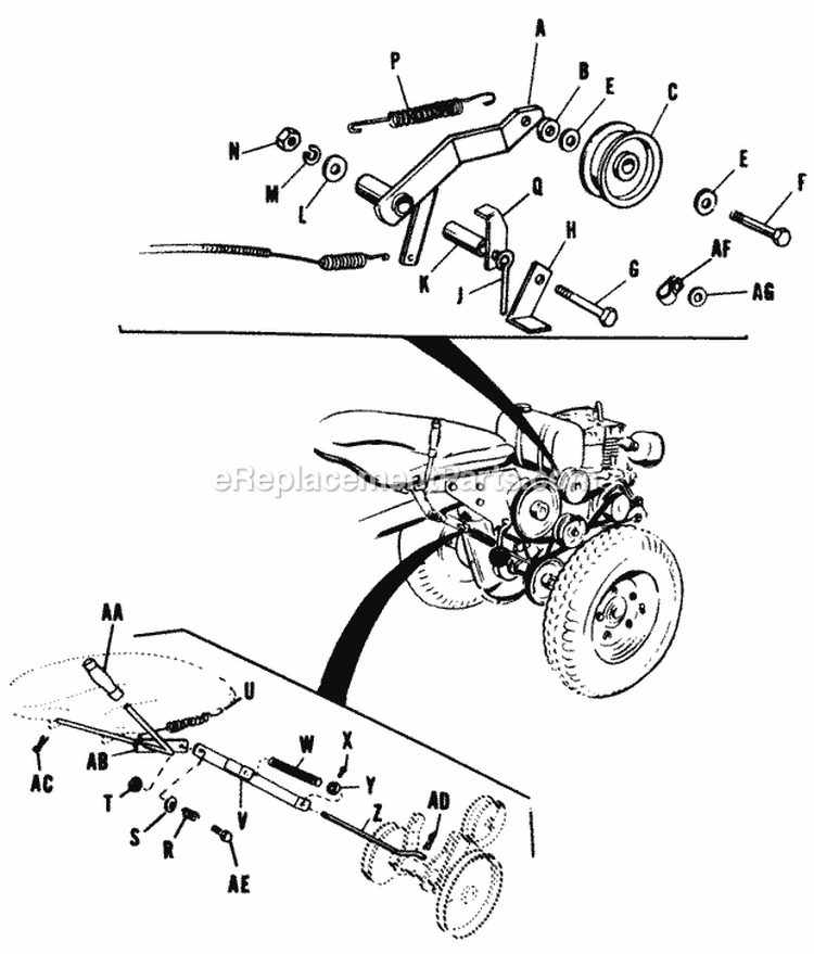 Control Linkage And Power Take-Off-Model 400 Diagram and Parts List for 990234  Simplicity Lawn Tractor