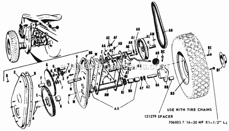 Transmission Assembly-Model 400 Diagram and Parts List for 990234  Simplicity Lawn Tractor