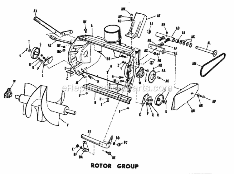 Rotor Group Diagram and Parts List for 990253  Simplicity Snow Blower