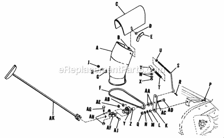 Spout Group Diagram and Parts List for 990253  Simplicity Snow Blower