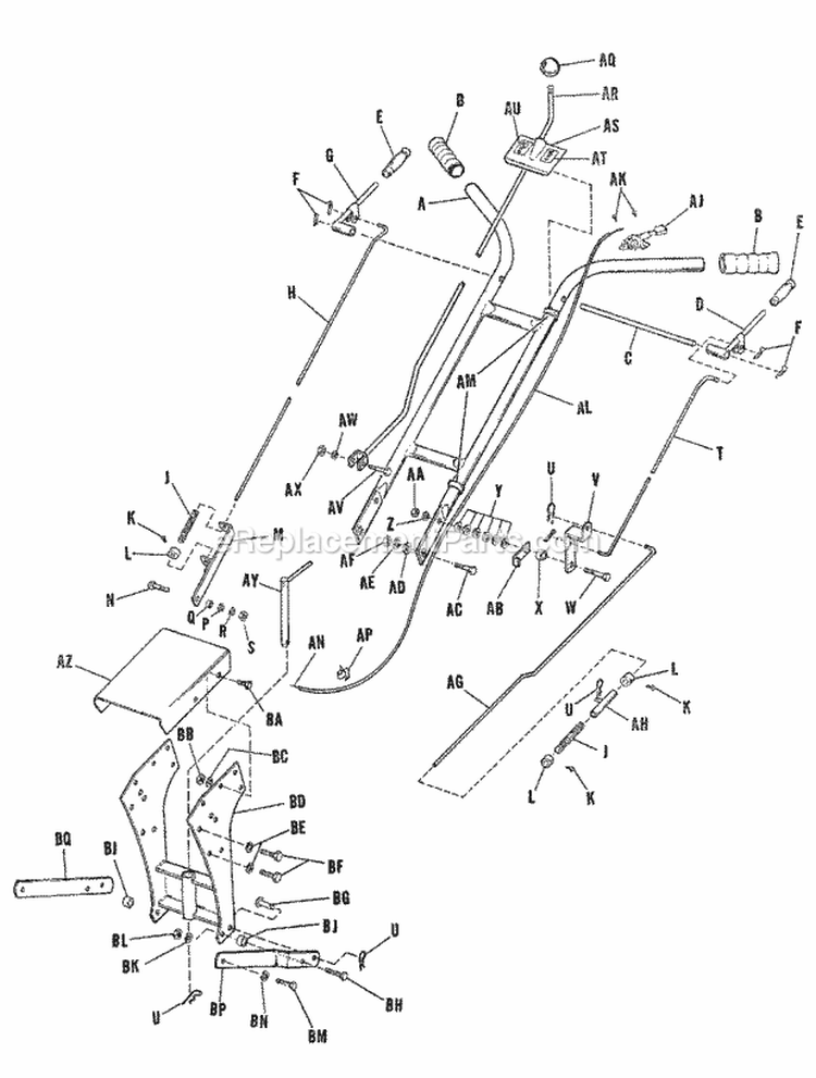 Handle Group (3643I03) Diagram and Parts List for 990389  Simplicity Lawn Mower
